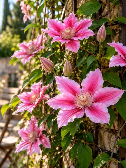 Clematis ‘Dr Ruppel’ (Large-flowered, Early)