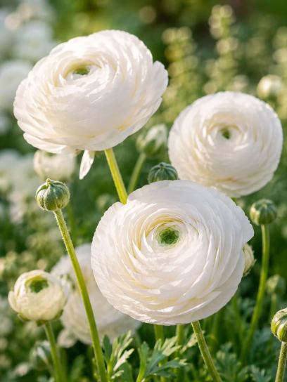 Ranunculus asiaticus "Aviv" wit